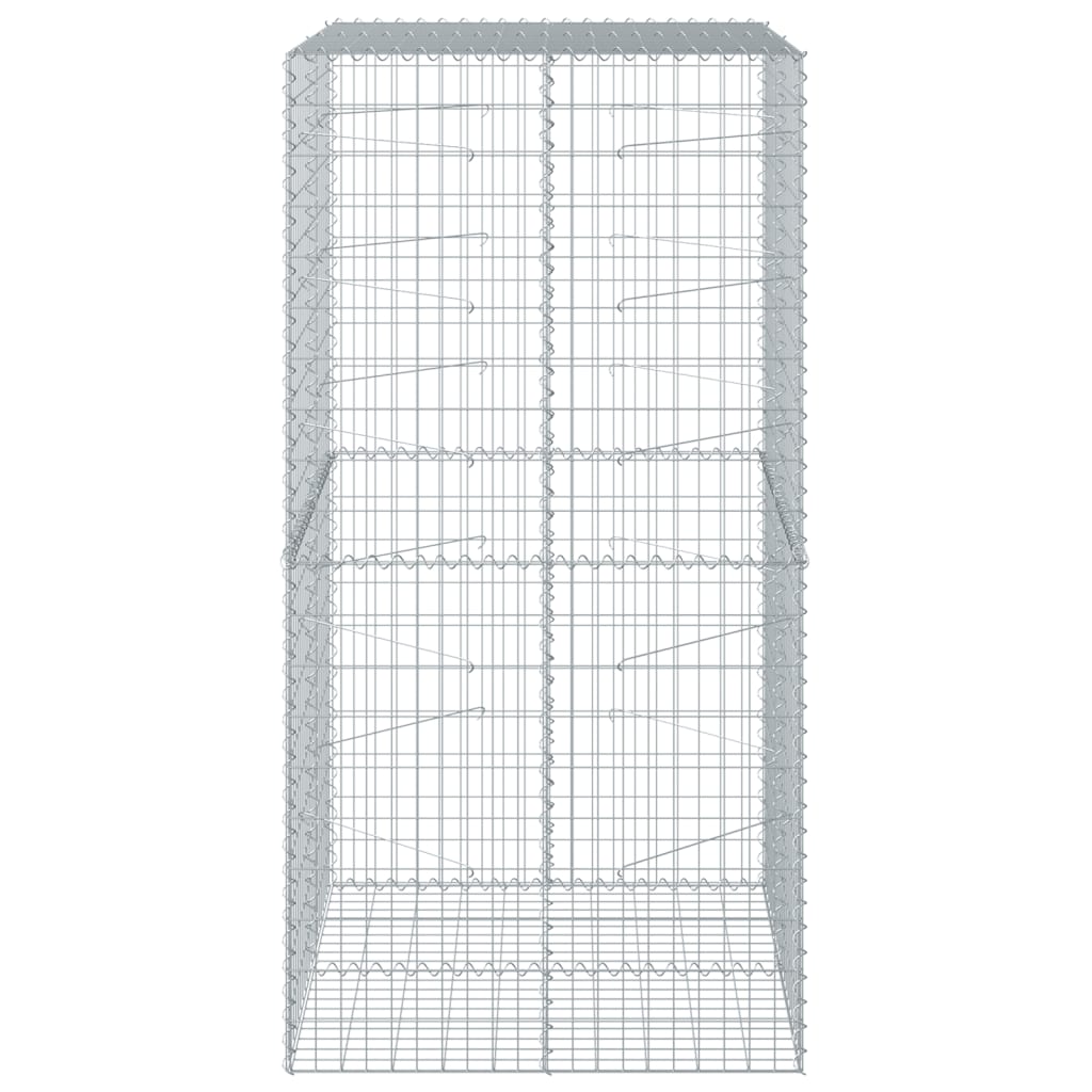 vidaXL Gabion Basket with Cover 39.4x19.7x39.4 in Galvanized Iron Outdoor Landscaping Stone Cage