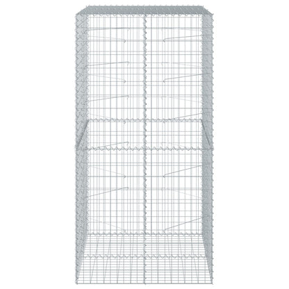 vidaXL Gabion Basket with Cover 39.4x19.7x39.4 in Galvanized Iron Outdoor Landscaping Stone Cage