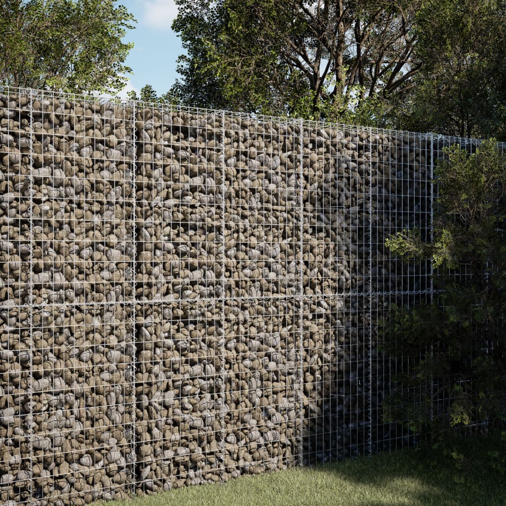 vidaXL Gabion Basket with Cover 39.4x19.7x39.4 in Galvanized Iron Outdoor Landscaping Stone Cage