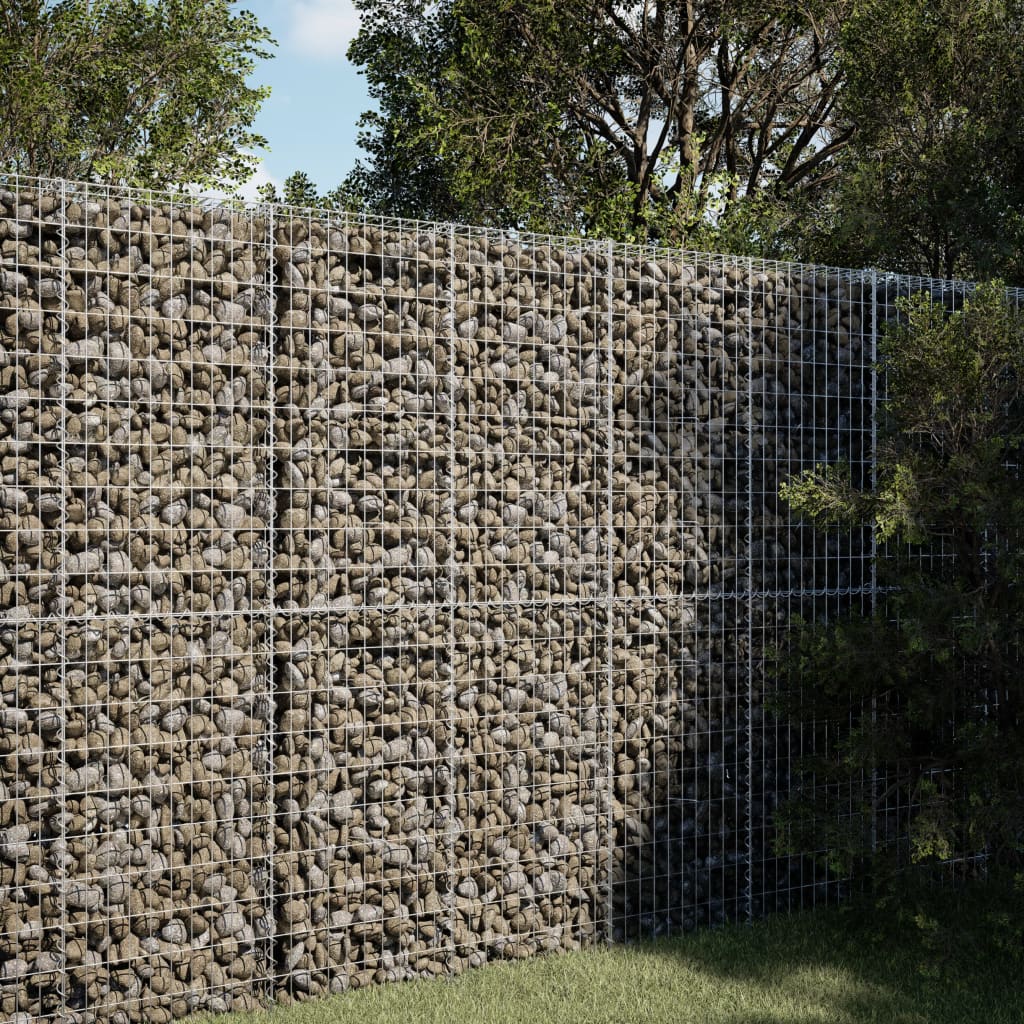 vidaXL Gabion Basket with Cover 39.4x19.7x39.4 in Galvanized Iron Outdoor Landscaping Stone Cage