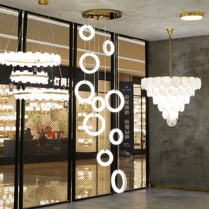 Alabaster Staircase Chandelier Light