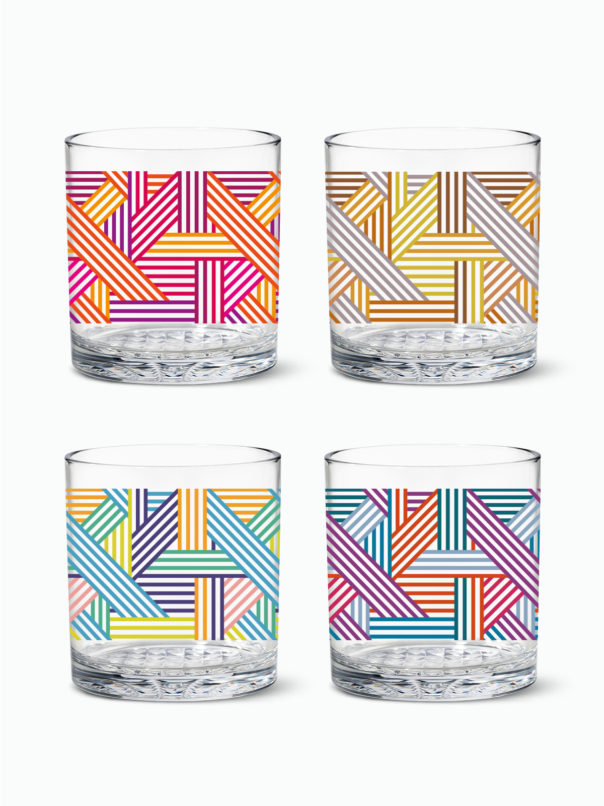 Art Deco Lines RESERVE 12oz Old Fashioned Glass