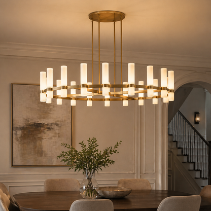 Round Milk Glass Chandelier
