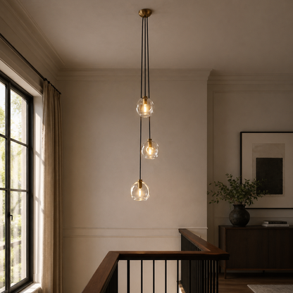 Clear Glass Orb Cascade Pendant Light