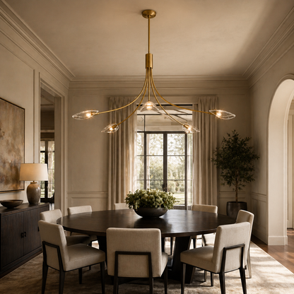 Sculpted Clear Glass Round Chandelier