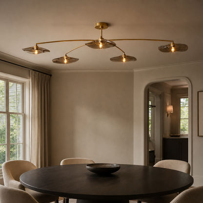 Smoke Glass Petal Flush Mount Ceiling Light