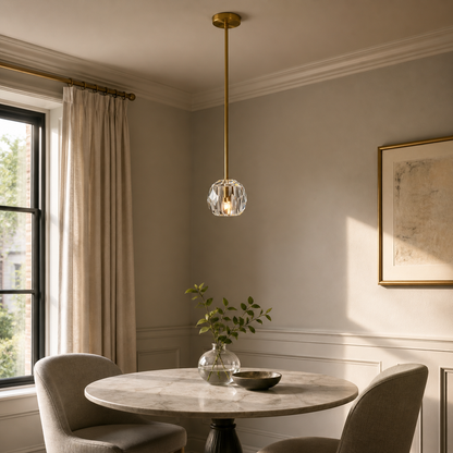 Clear Faceted Glass Rod Pendant Light