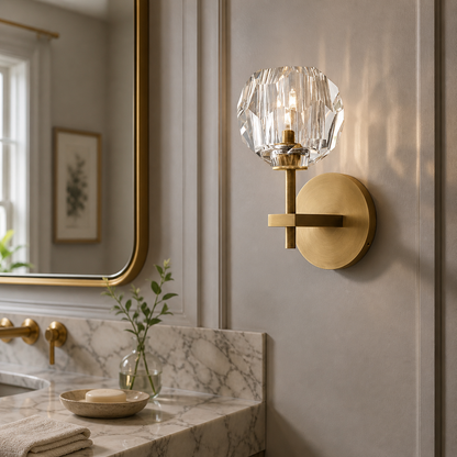 Clear Faceted Glass Wall Sconce