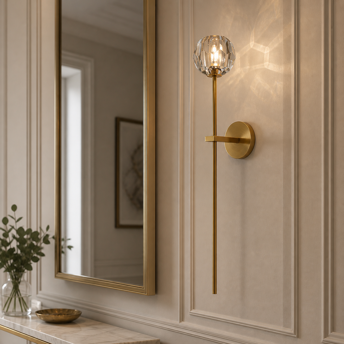 Clear Faceted Glass Grand Wall Sconce