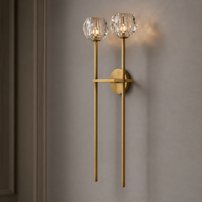 Clear Faceted Glass Grand Double Wall Sconce
