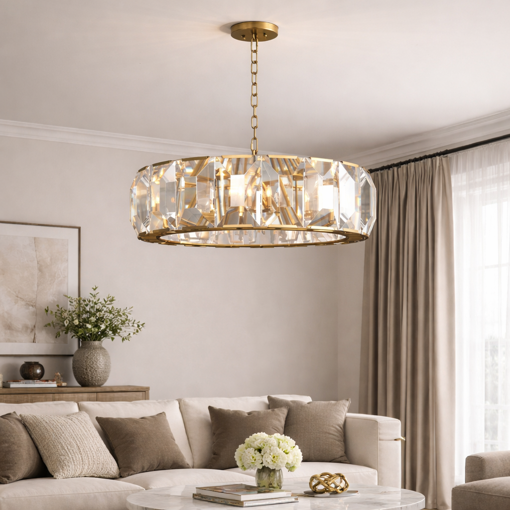 Transitional Crystal Round Chandelier