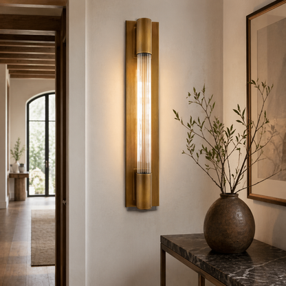 James Fluted Glass Wall Sconce - 1-Light Indoor/Outdoor Rated Modern Fixture