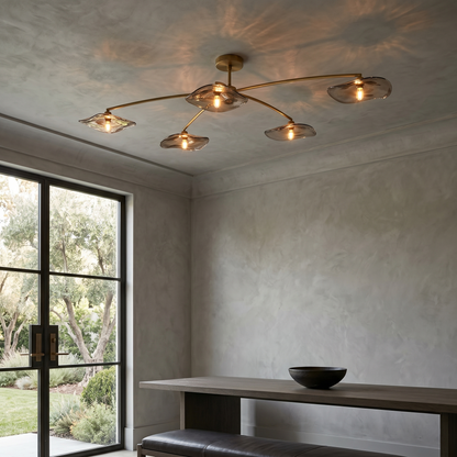 Smoke Glass Petal Flush Mount Ceiling Light