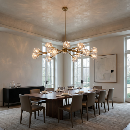 Clear Faceted Glass Round Chandelier