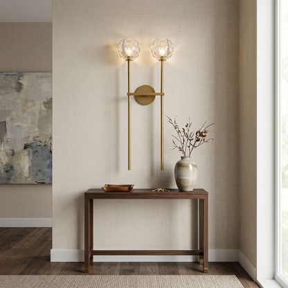 Clear Faceted Glass Grand Double Wall Sconce
