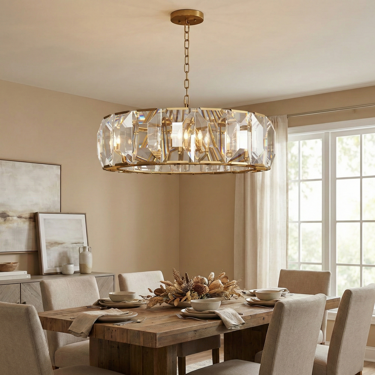 Transitional Crystal Round Chandelier