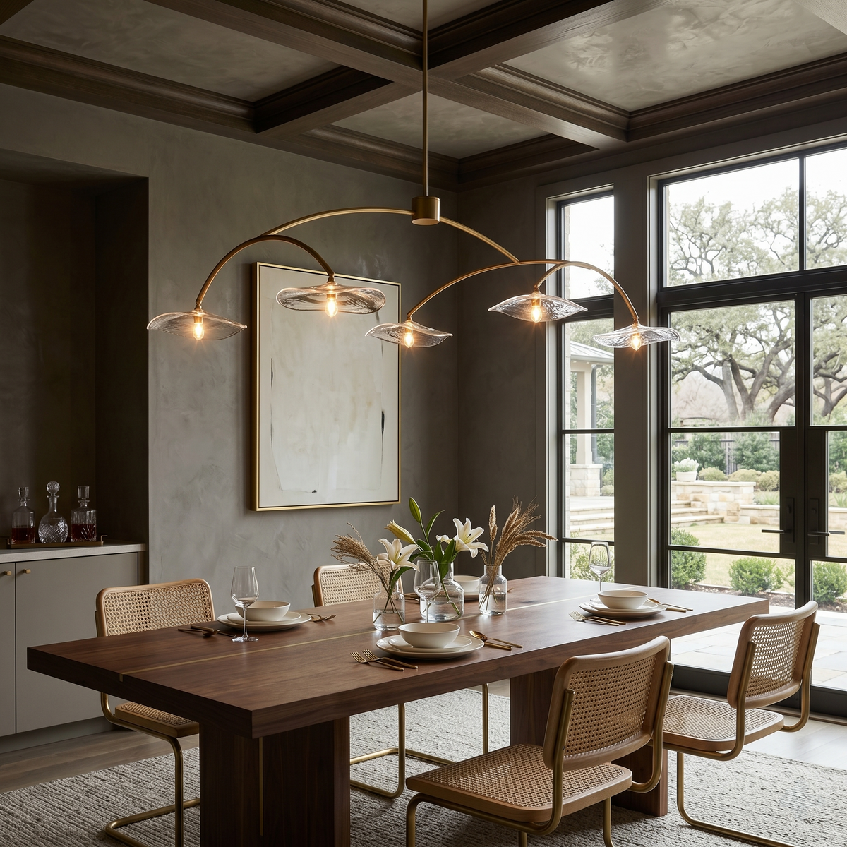 Clear Glass Petal Linear Chandelier