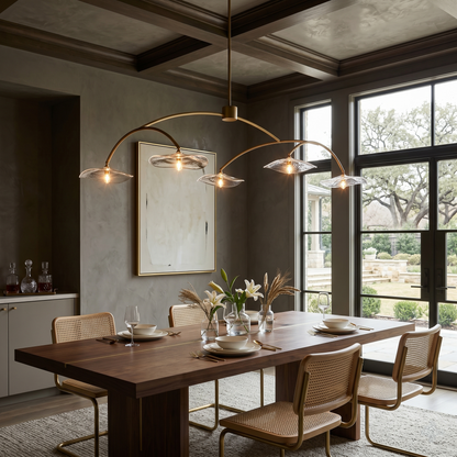 Clear Glass Petal Linear Chandelier