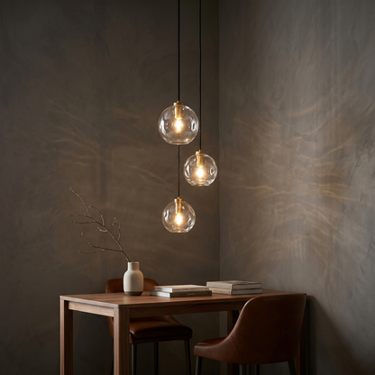 Clear Glass Orb Cascade Pendant Light