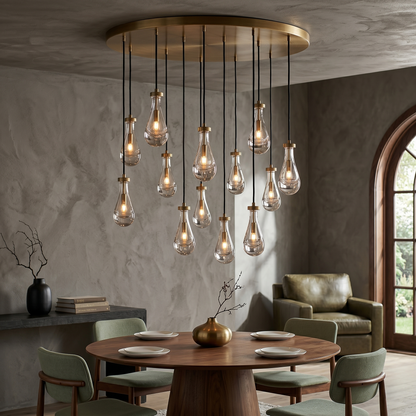 Round Glass Raindrop Chandelier
