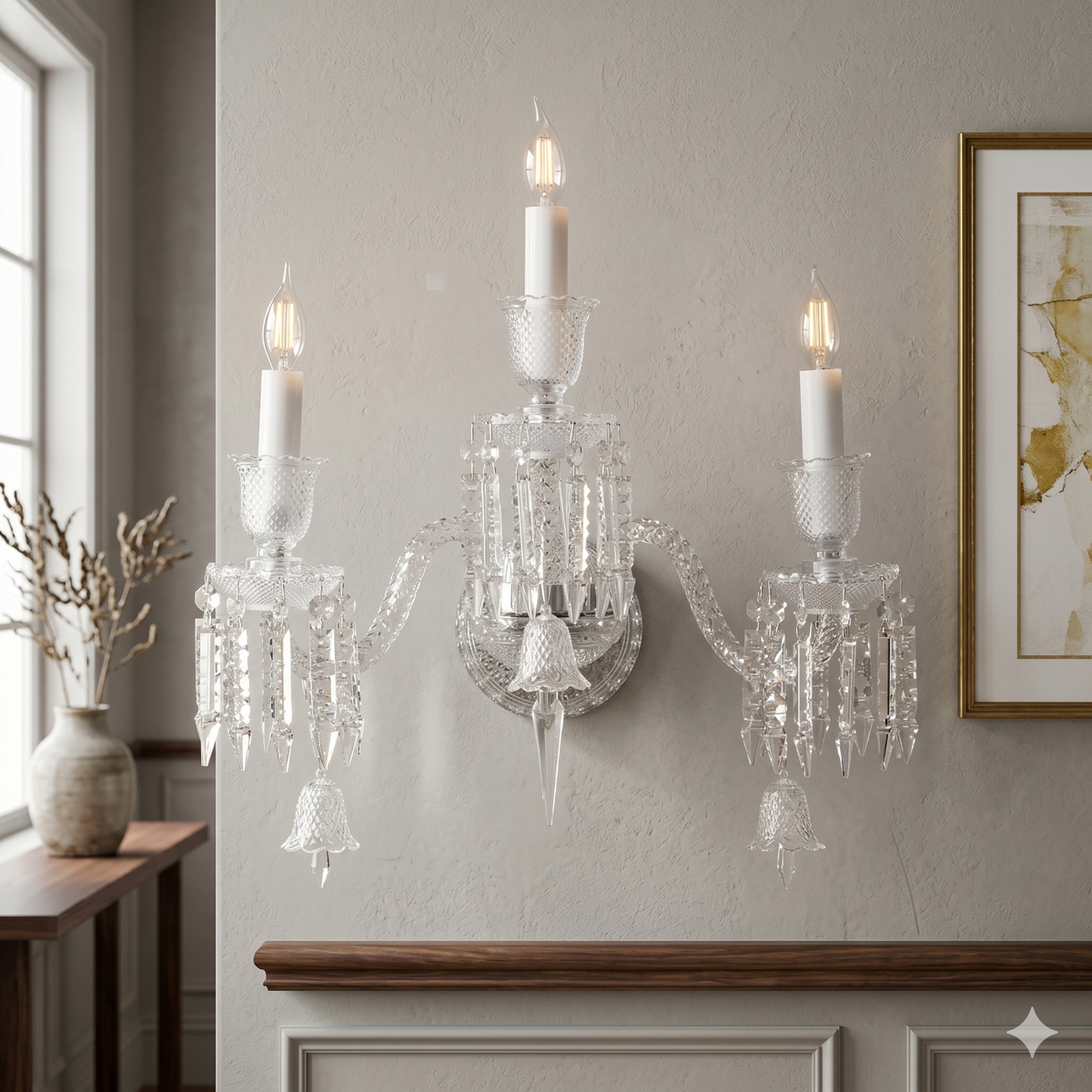 Zenith Antoinette 3-Light Clear Crystal Wall Light Sconce