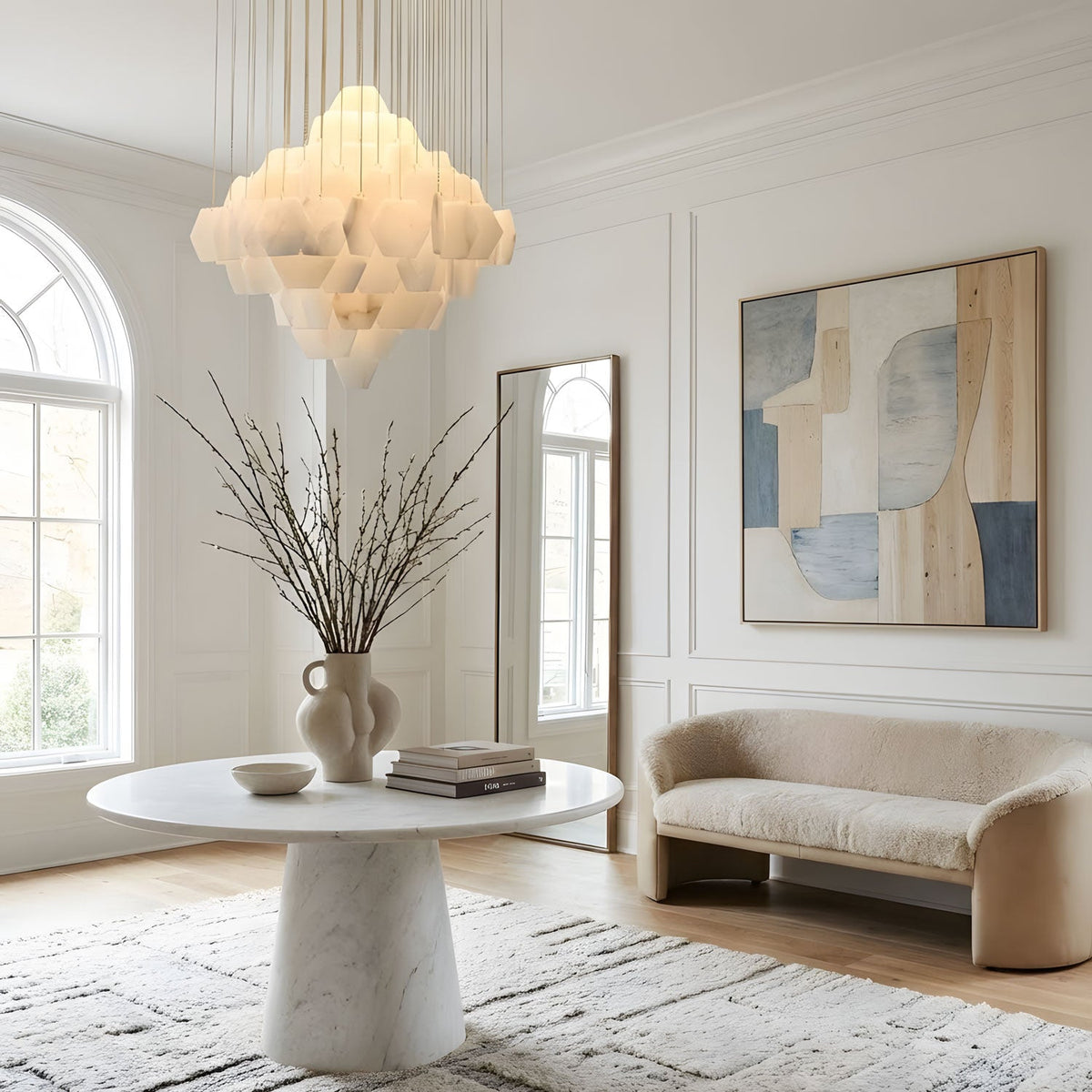 Elegant Hexa Alabaster Cascade Chandelier - Deco Ranches