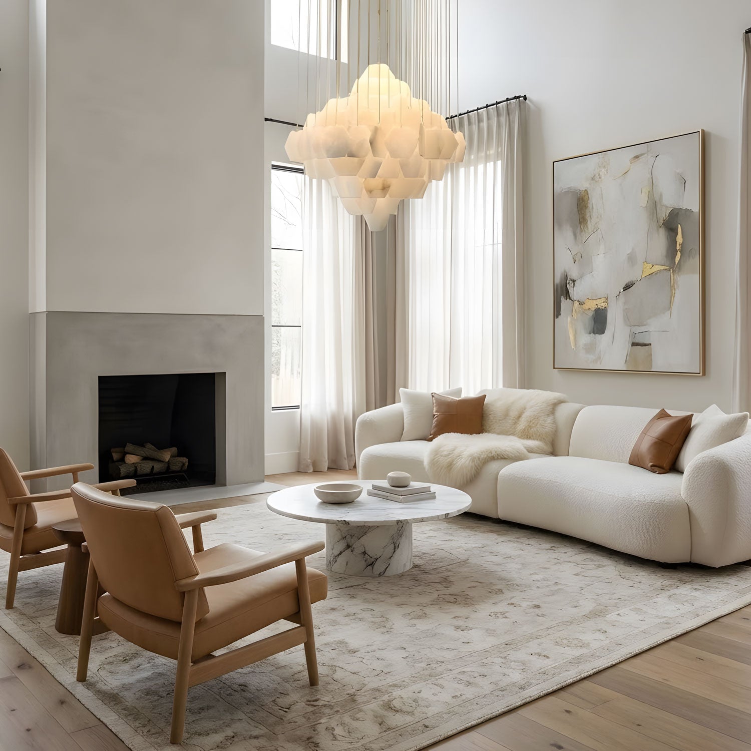 Elegant Hexa Alabaster Cascade Chandelier - Deco Ranches