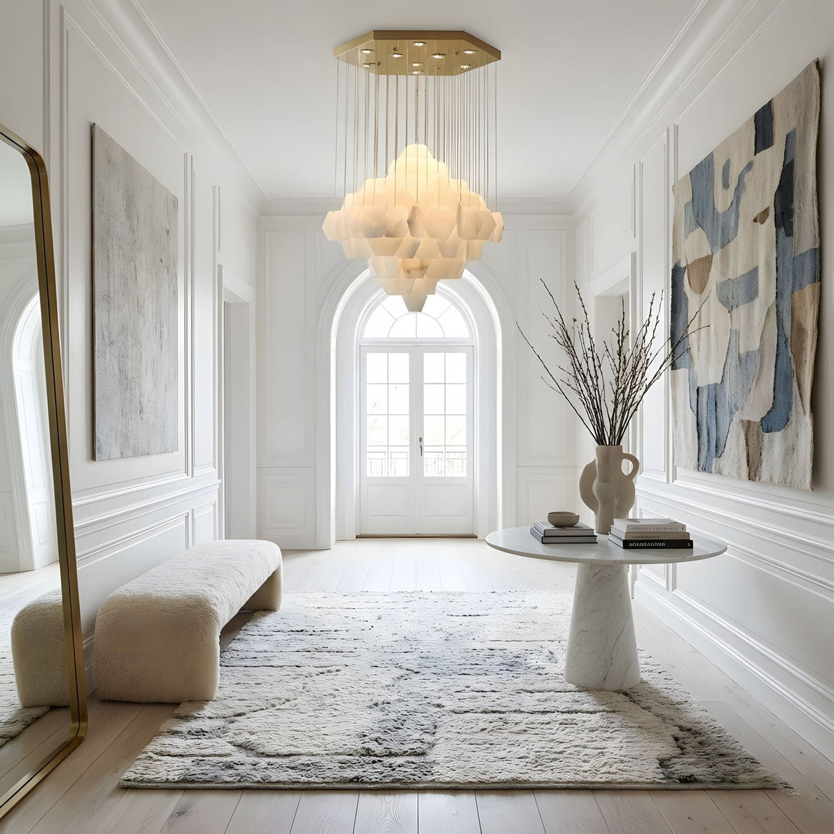 Elegant Hexa Alabaster Cascade Chandelier - Deco Ranches