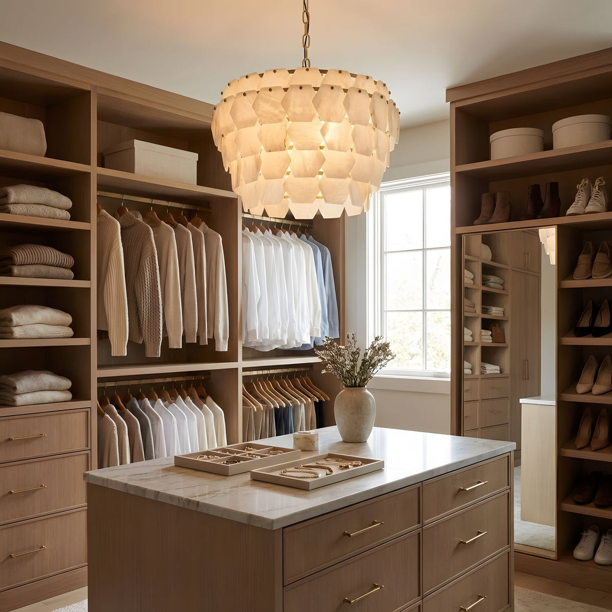 Elegant Hexa Cloud Alabaster Pendant Light - Deco Ranches