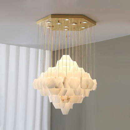 Elegant Hexa Alabaster Cascade Chandelier - Deco Ranches