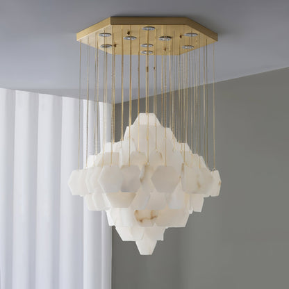 Elegant Hexa Alabaster Cascade Chandelier - Deco Ranches