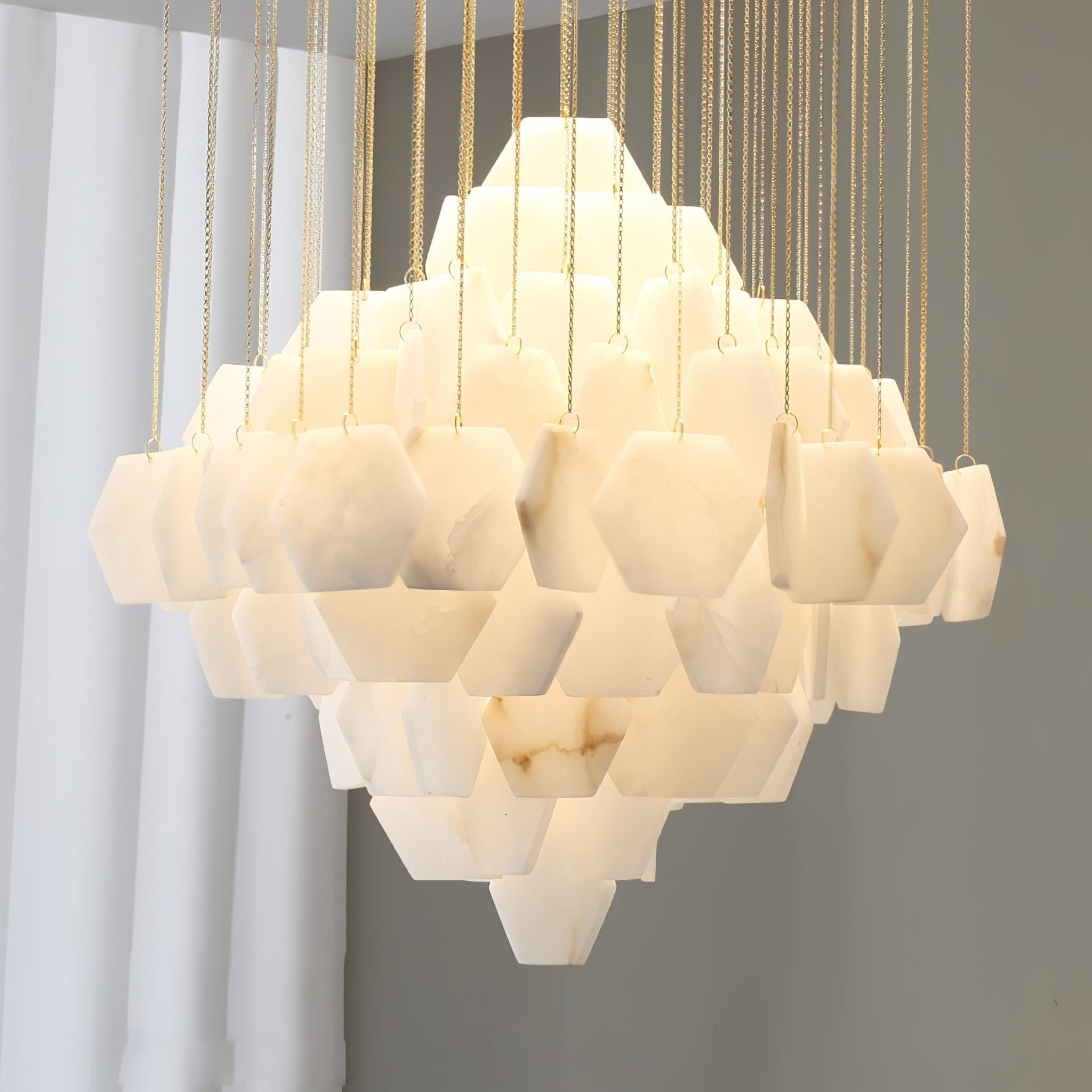 Elegant Hexa Alabaster Cascade Chandelier - Deco Ranches