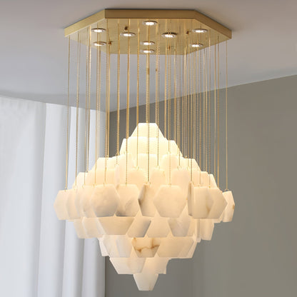 Elegant Hexa Alabaster Cascade Chandelier - Deco Ranches
