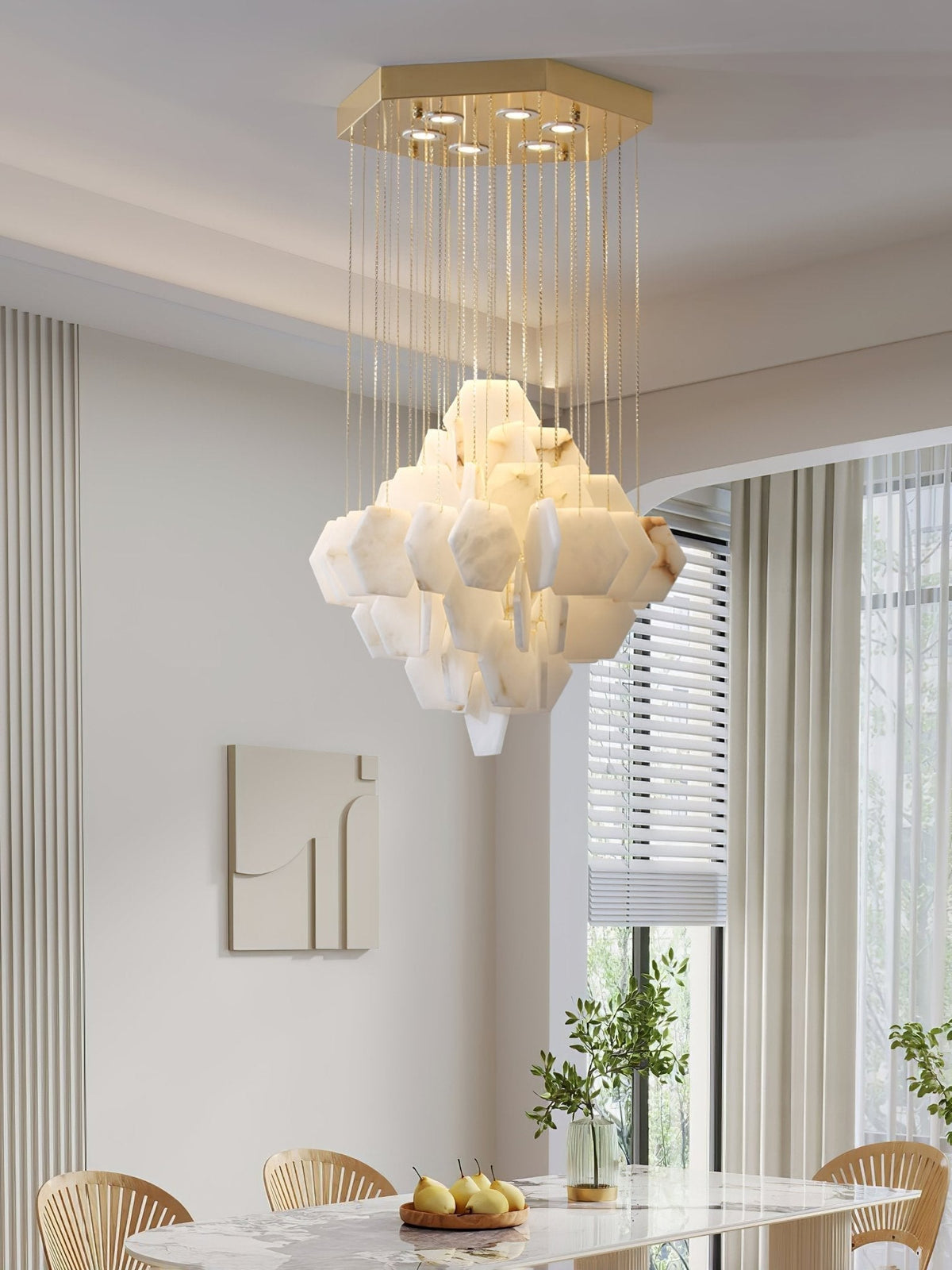 Elegant Hexa Alabaster Cascade Chandelier - Deco Ranches