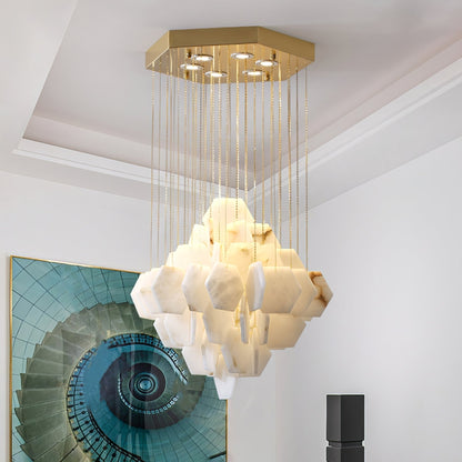 Elegant Hexa Alabaster Cascade Chandelier - Deco Ranches