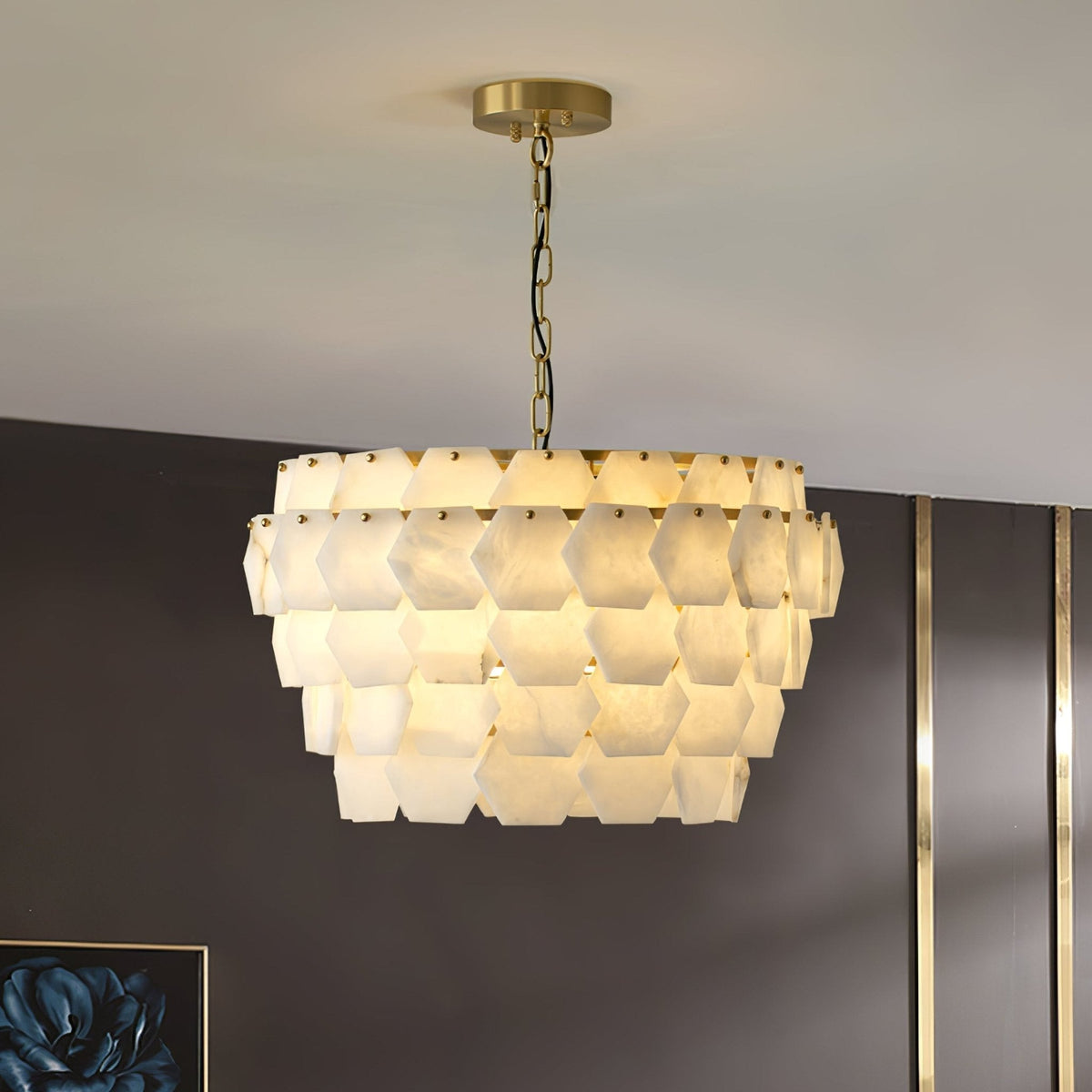 Elegant Hexa Cloud Alabaster Pendant Light - Deco Ranches