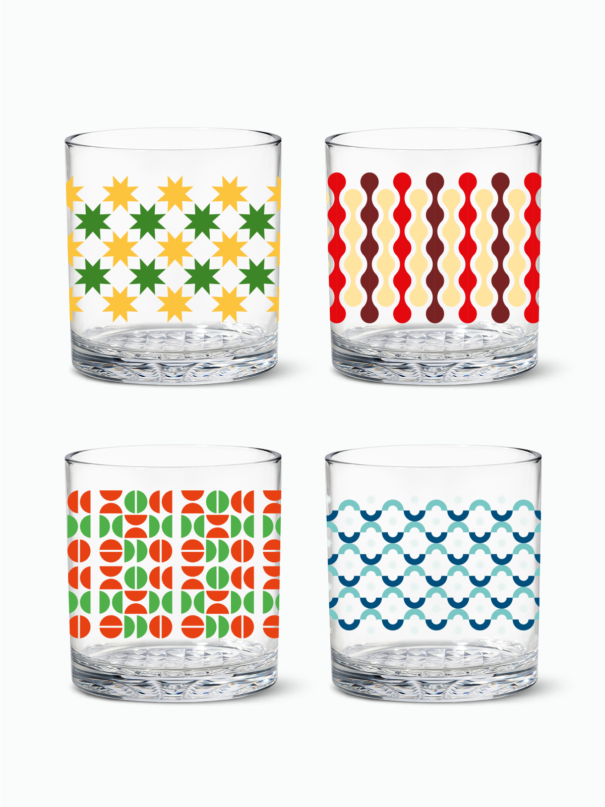 Holiday Old Fashioned Glass with Abstract Christmas Pattern Decorative Drinkware for Seasonal Home Entertaining - Deco Ranches