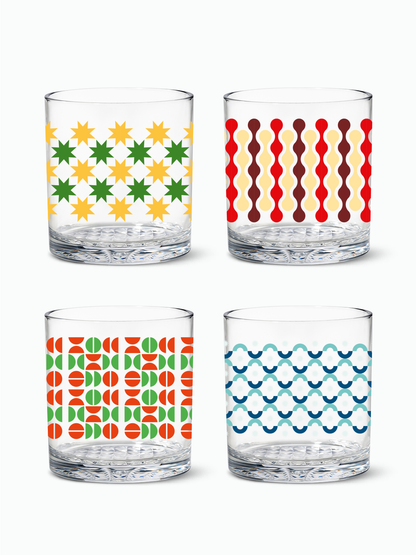 Holiday Old Fashioned Glass with Abstract Christmas Pattern Decorative Drinkware for Seasonal Home Entertaining - Deco Ranches