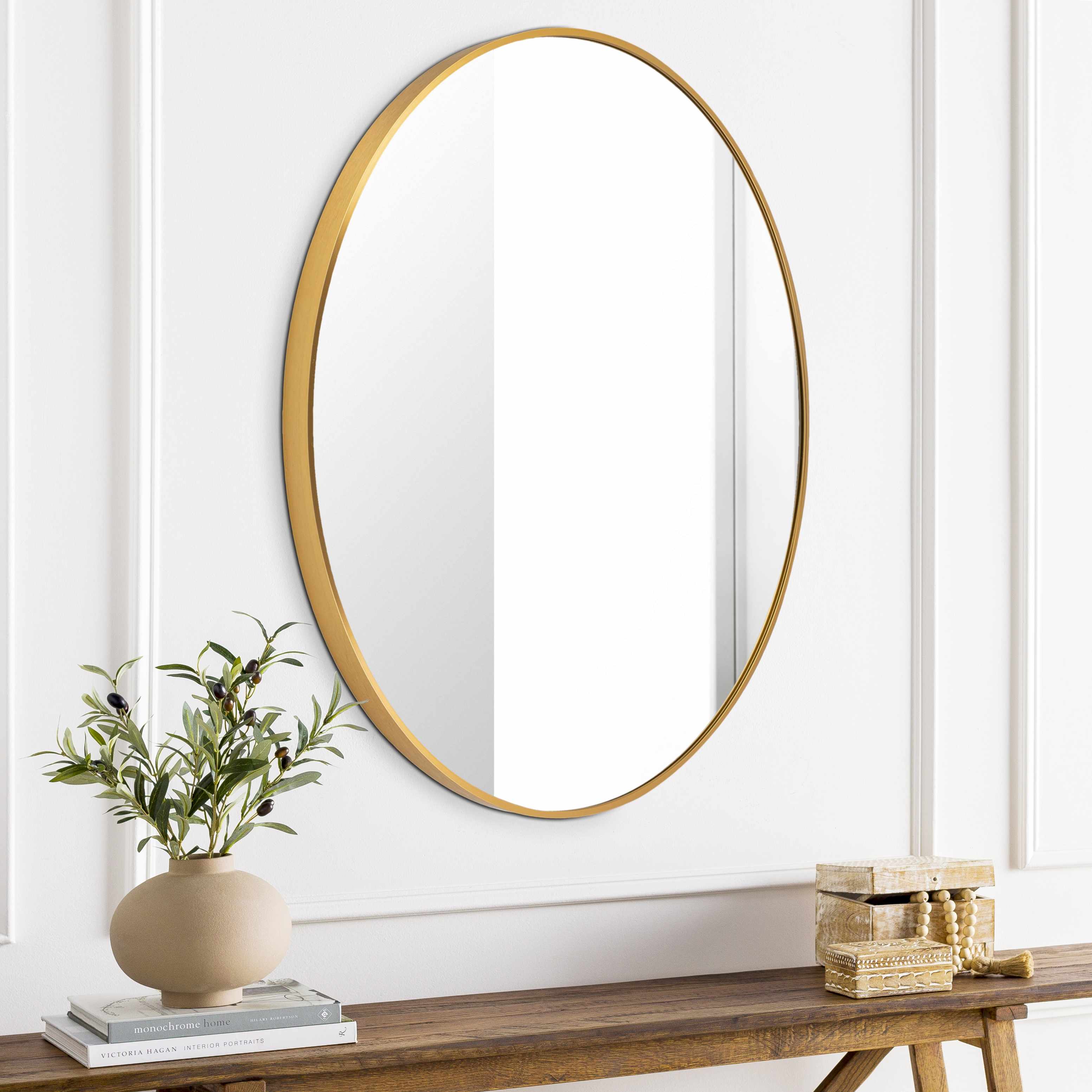 Pontalina Round Gold Mirror Decorative Wall Mirror for Bathroom Bedroom Living Room Home Decor - Deco Ranches