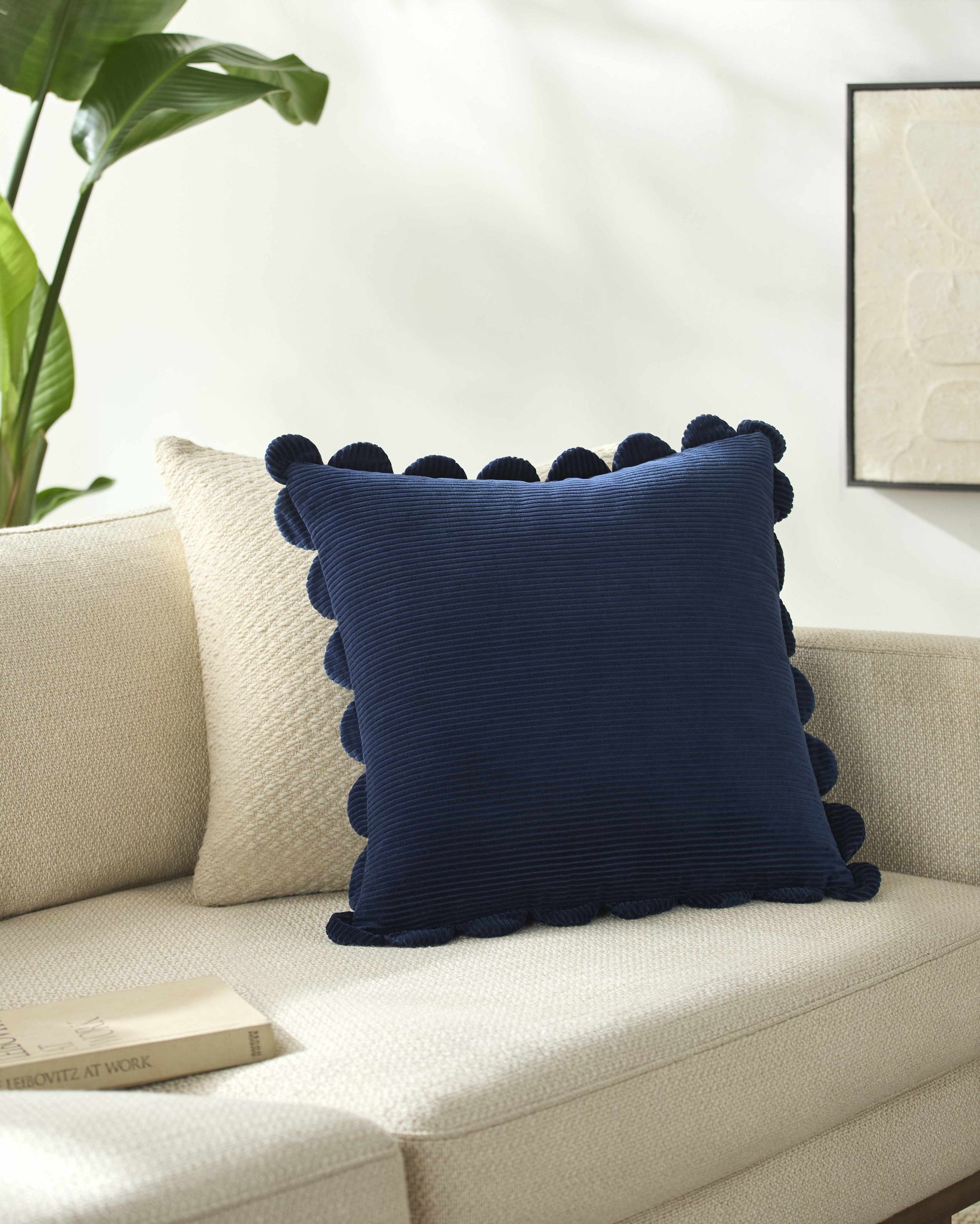 Sadai Blue Cotton Throw Pillow Decorative Cushion for Sofa Bed Living Room Home Decor - Deco Ranches