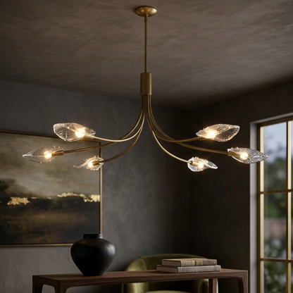 Sculpted Clear Glass Linear Chandelier