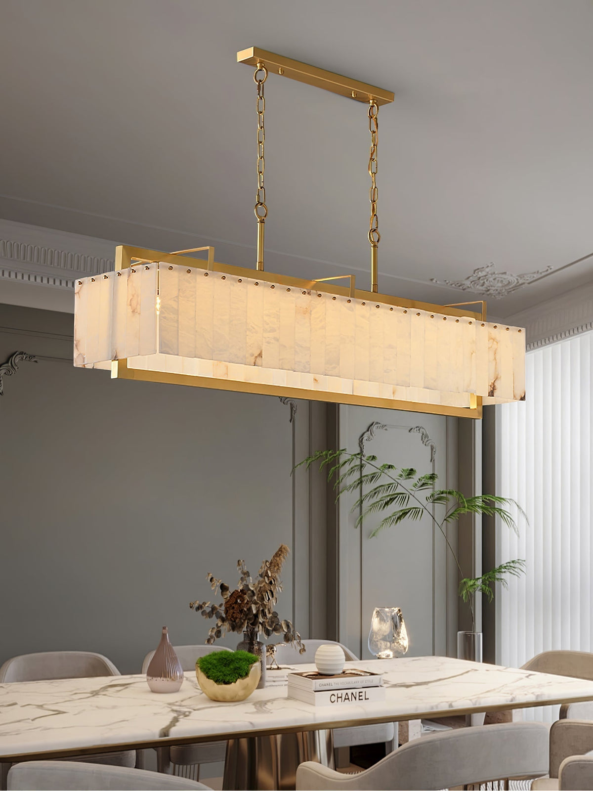 Premium Solstice Bar Alabaster Chandelier