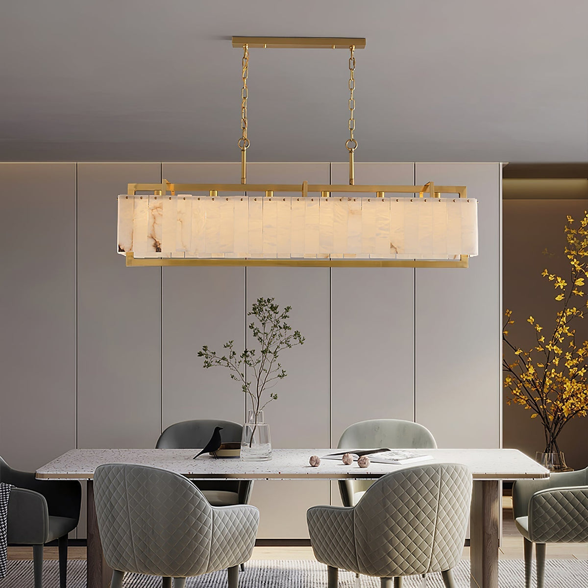 Premium Solstice Bar Alabaster Chandelier