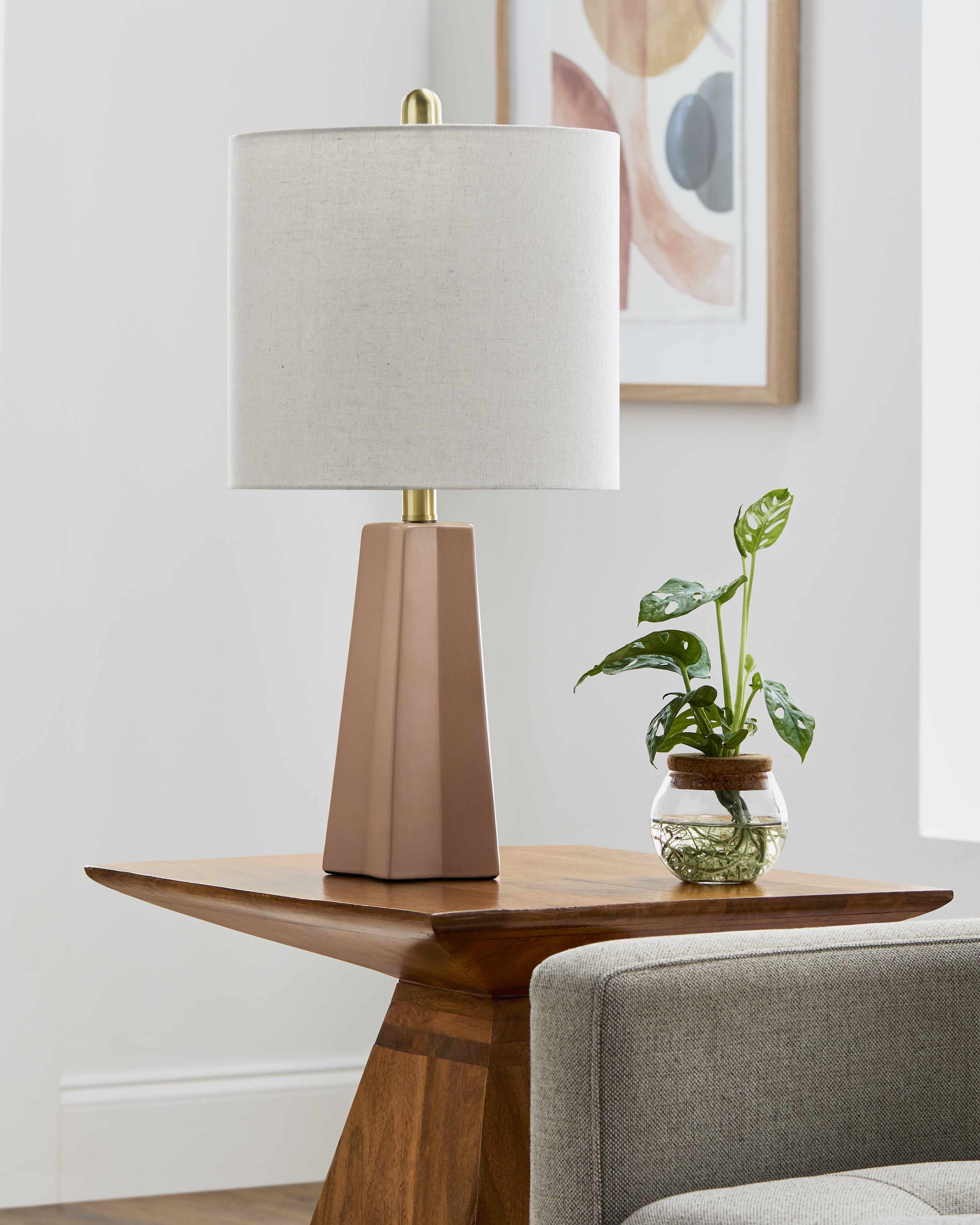 Yubileyny Blush Table Lamp Decorative Accent Lighting for Bedroom Living Room Home Decor - Deco Ranches