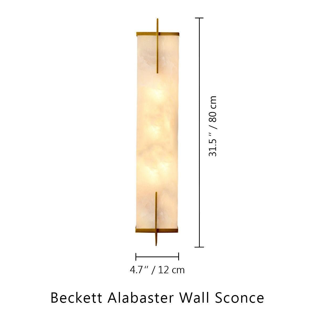 Beckett Alabaster Wall Sconce - ∅ 4.7″ x H 23.6″ / Dia 12cm x H 60cmBrassDeco Ranches