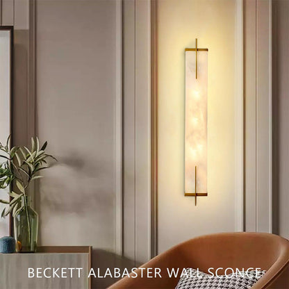 Beckett Alabaster Wall Sconce - ∅ 4.7″ x H 31.5″ / Dia 12cm x H 80cmBrassDeco Ranches