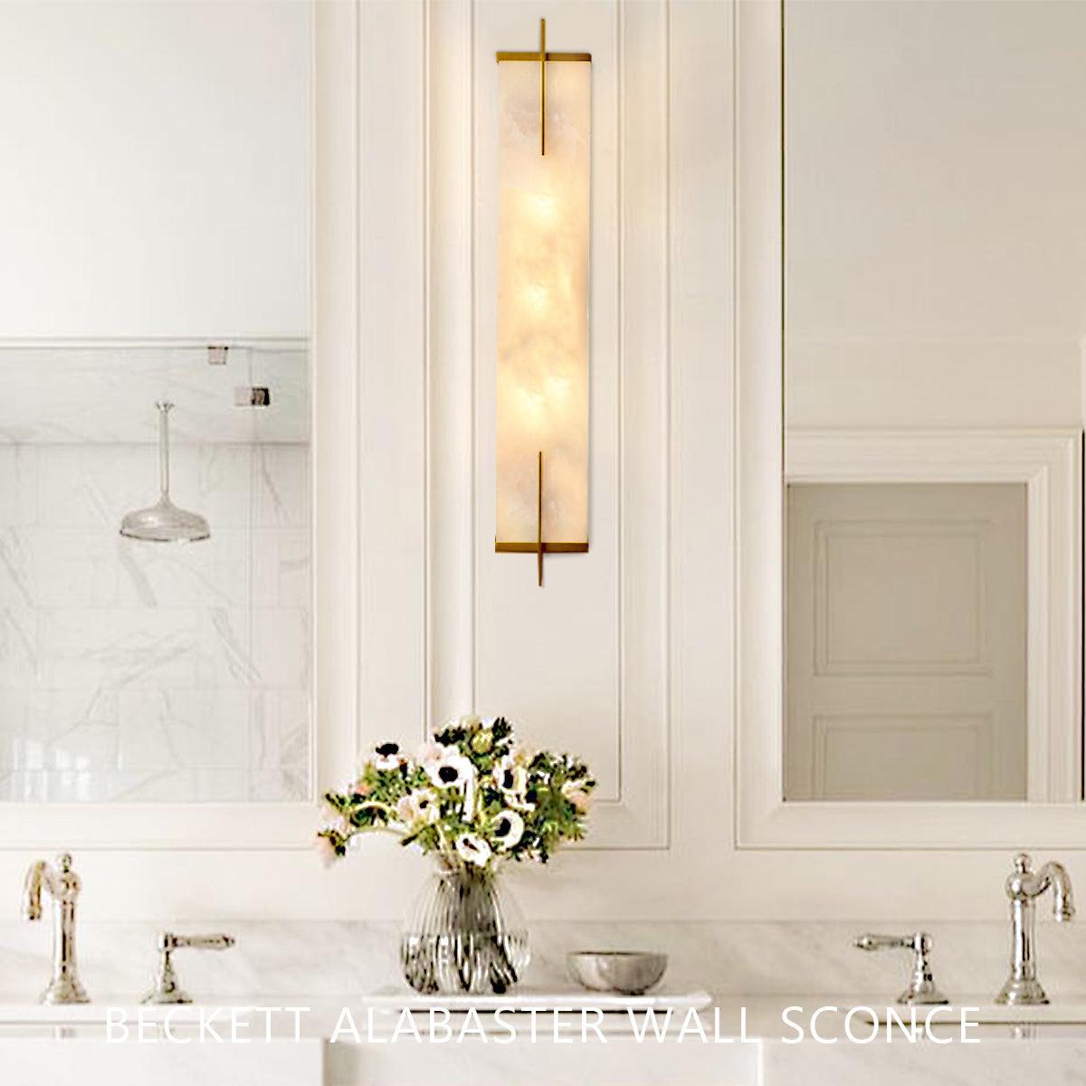 Beckett Alabaster Wall Sconce - ∅ 4.7″ x H 31.5″ / Dia 12cm x H 80cmBrassDeco Ranches