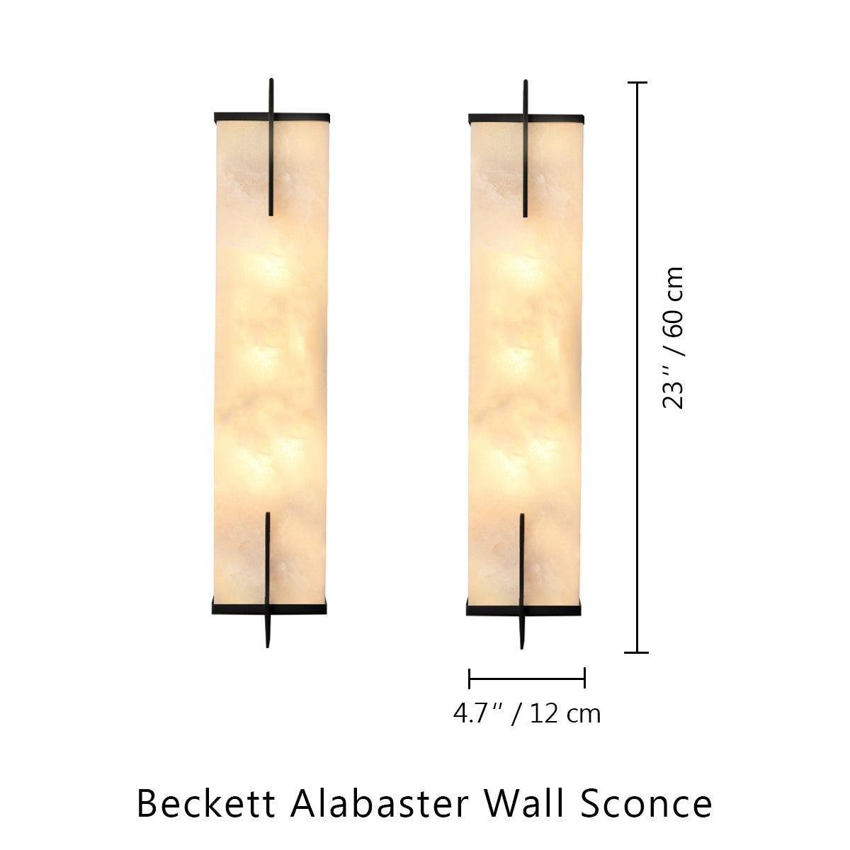 Beckett Alabaster Wall Sconce - ∅ 4.7″ x H 23.6″ / Dia 12cm x H 60cmBrassDeco Ranches
