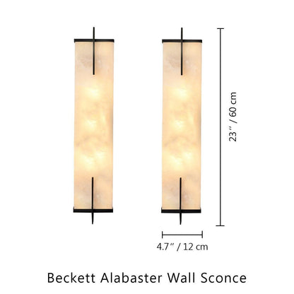 Beckett Alabaster Wall Sconce - ∅ 4.7″ x H 23.6″ / Dia 12cm x H 60cmBrassDeco Ranches