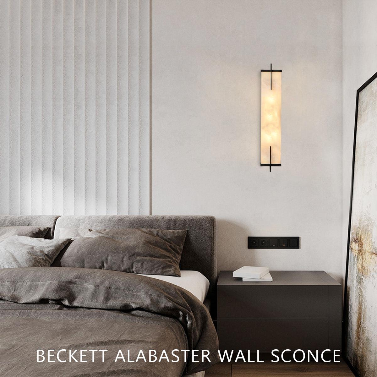 Beckett Alabaster Wall Sconce - ∅ 4.7″ x H 31.5″ / Dia 12cm x H 80cmBrassDeco Ranches